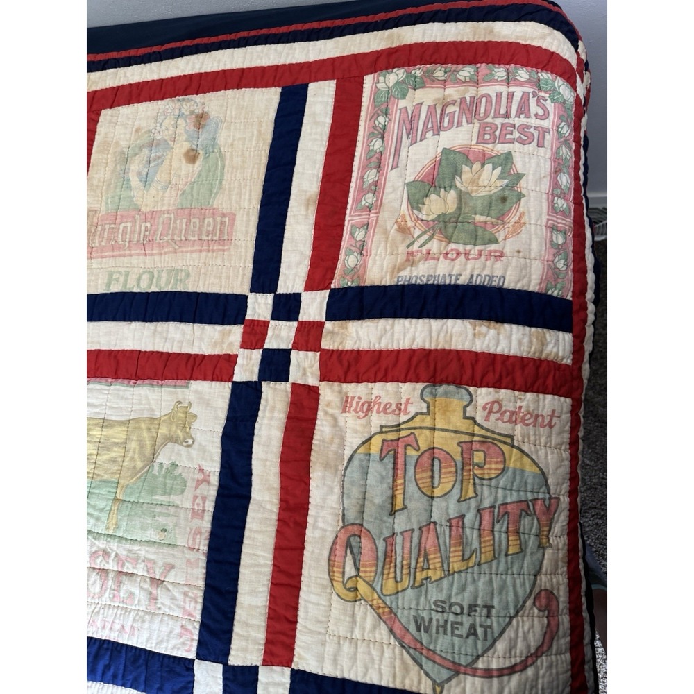 Vintage Old Quikt Feed Sack Bag Twin